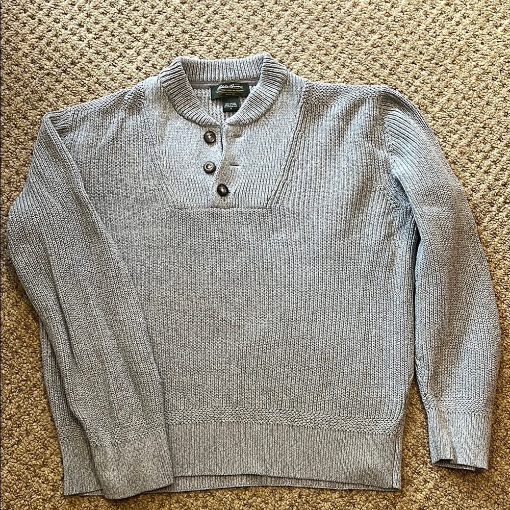 Eddie Bauer Gray V-Neck Sweater